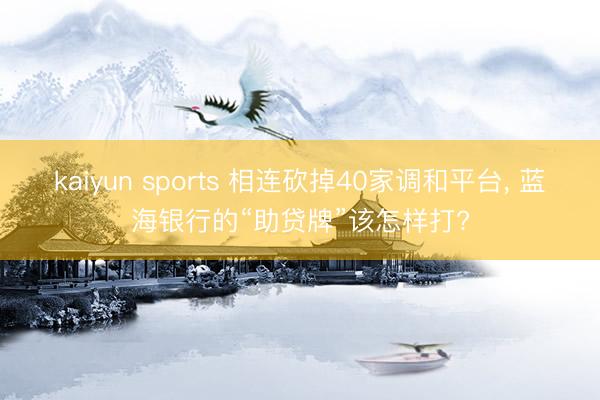 kaiyun sports 相连砍掉40家调和平台, 蓝海银行的“助贷牌”该怎样打?