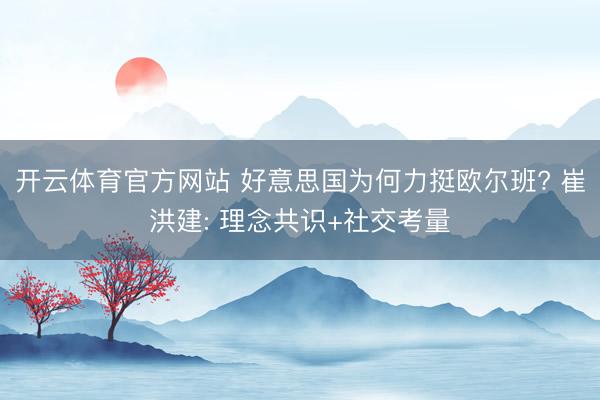 开云体育官方网站 好意思国为何力挺欧尔班? 崔洪建: 理念共识+社交考量